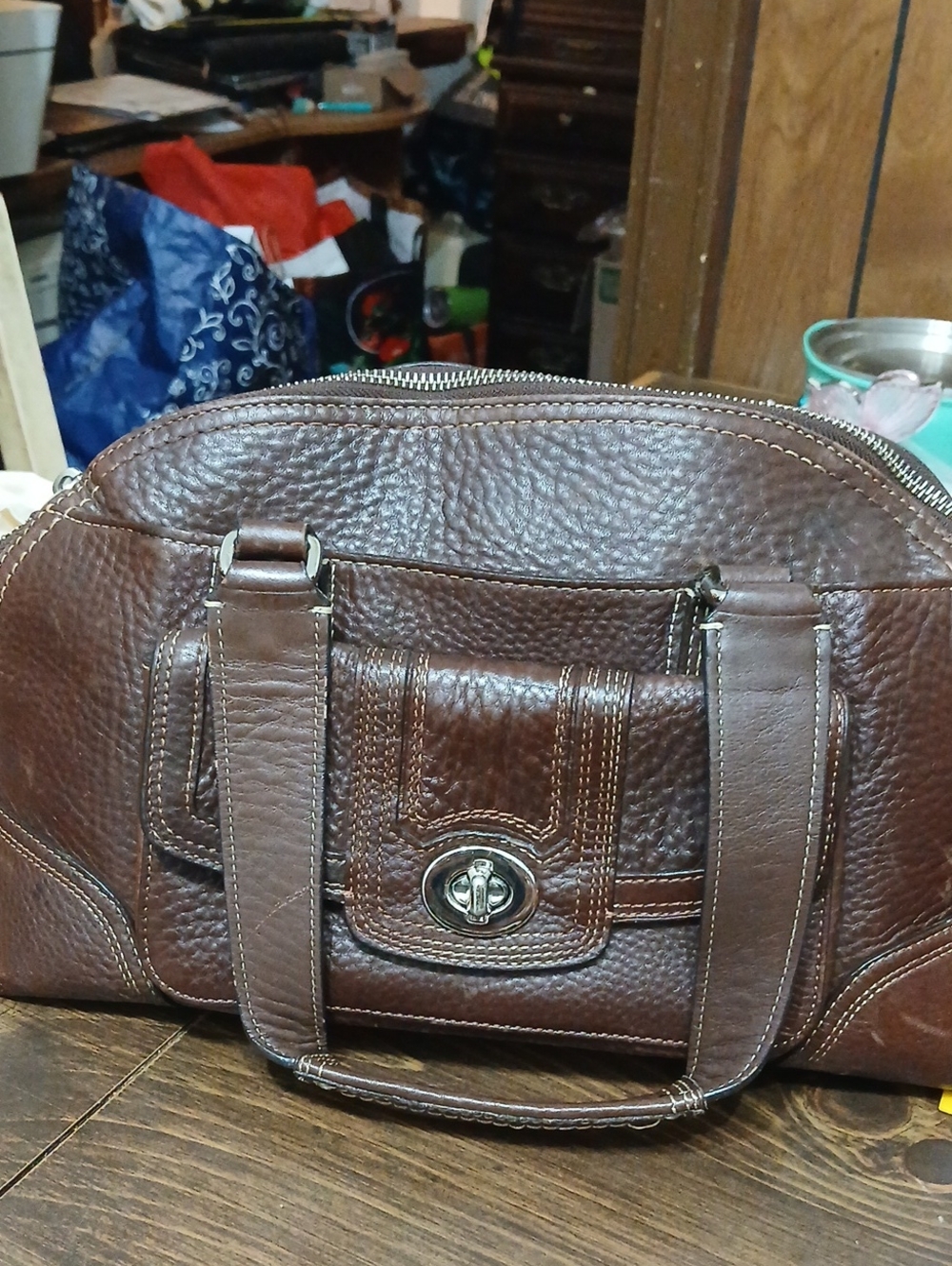 Coach Classic Brown Pebbled Leather Satchel Handbag